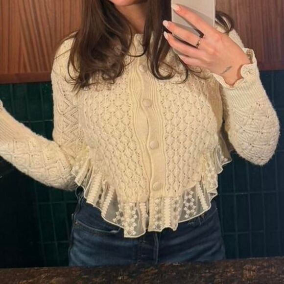 Zara Sweaters - Zara Women's Cream and White Jumper